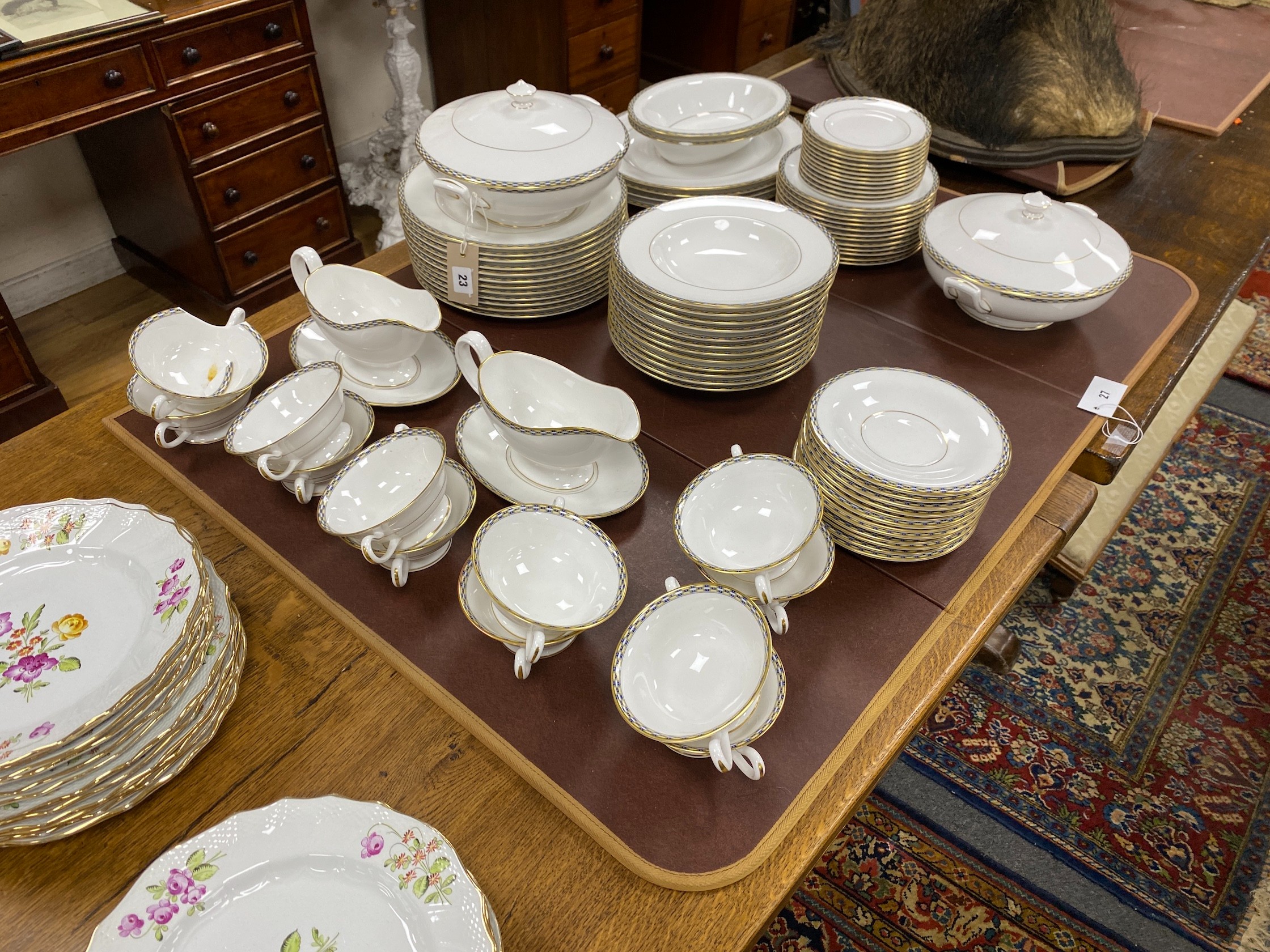 A Royal Worcester 'Francesca' porcelain dinner service, settings for twelve
